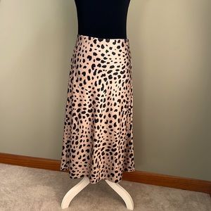 Long silk cheetah skirt